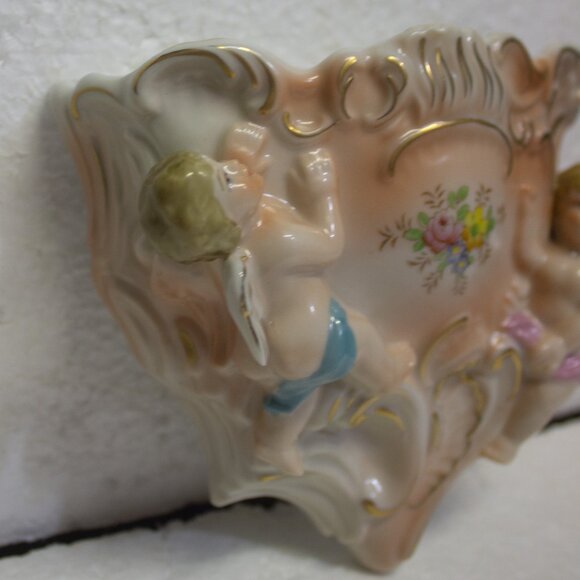 Vintage Cupid Angel Cherub Wall Pocket Set of Two Made in Japan - Picture 7 of 12